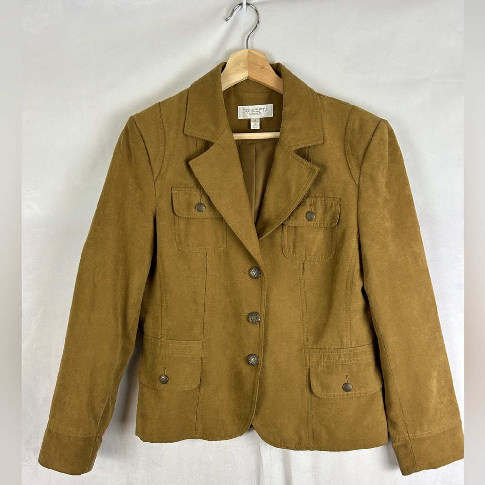 CONCEPTS Brown Faux Suede Blazer Jacket Women's‎ Size 6 Neutral Western Layer